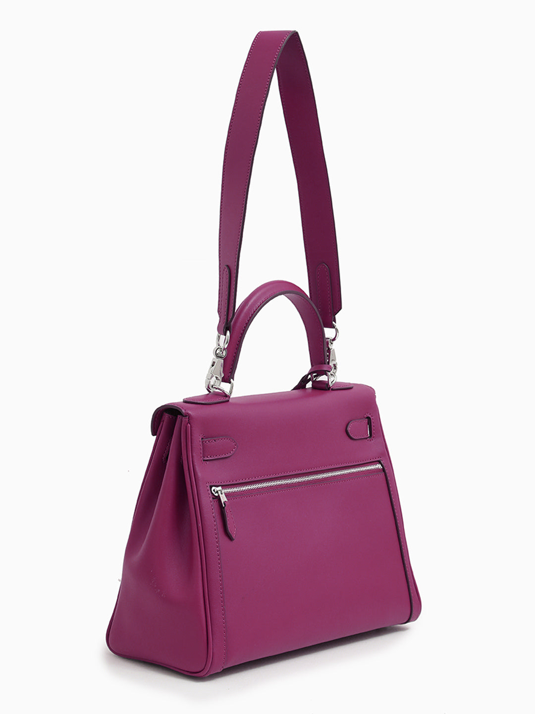 Sac À Main En Cuir Véritable Minimaliste À Double Poche Et Fermeture À Clé Pour Femmes
