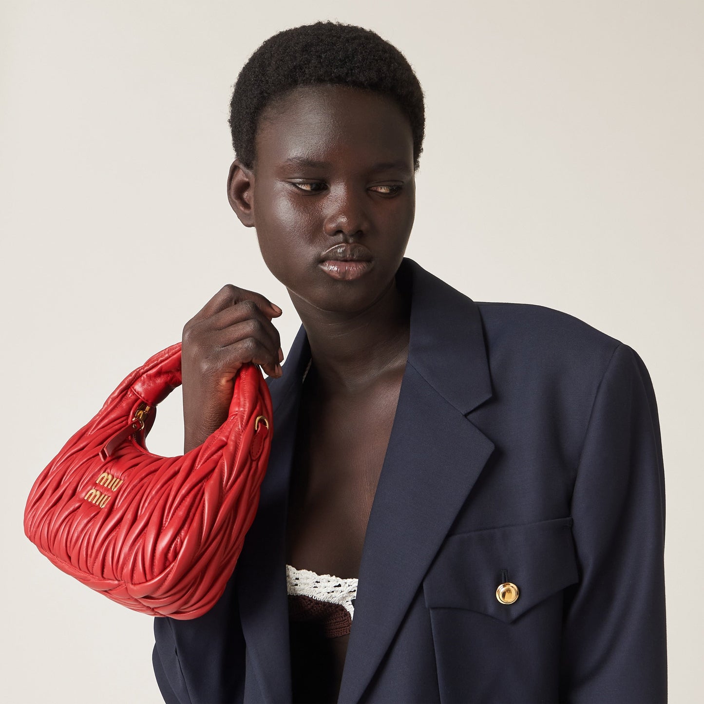 Sac hobo Wander nappa matelassé en rouge