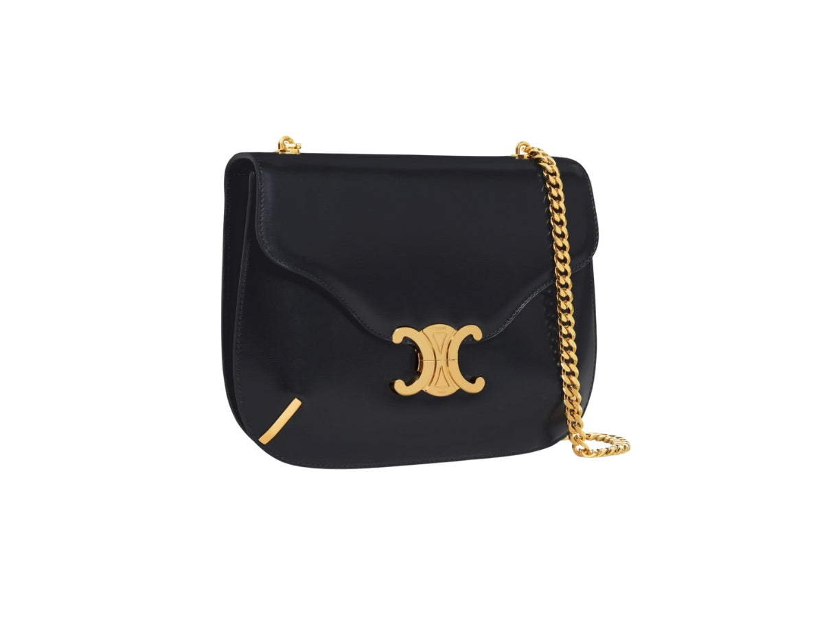 SAC EN VRAI CUIR CHAINE BESACE TRIOMPHE EN NOIR