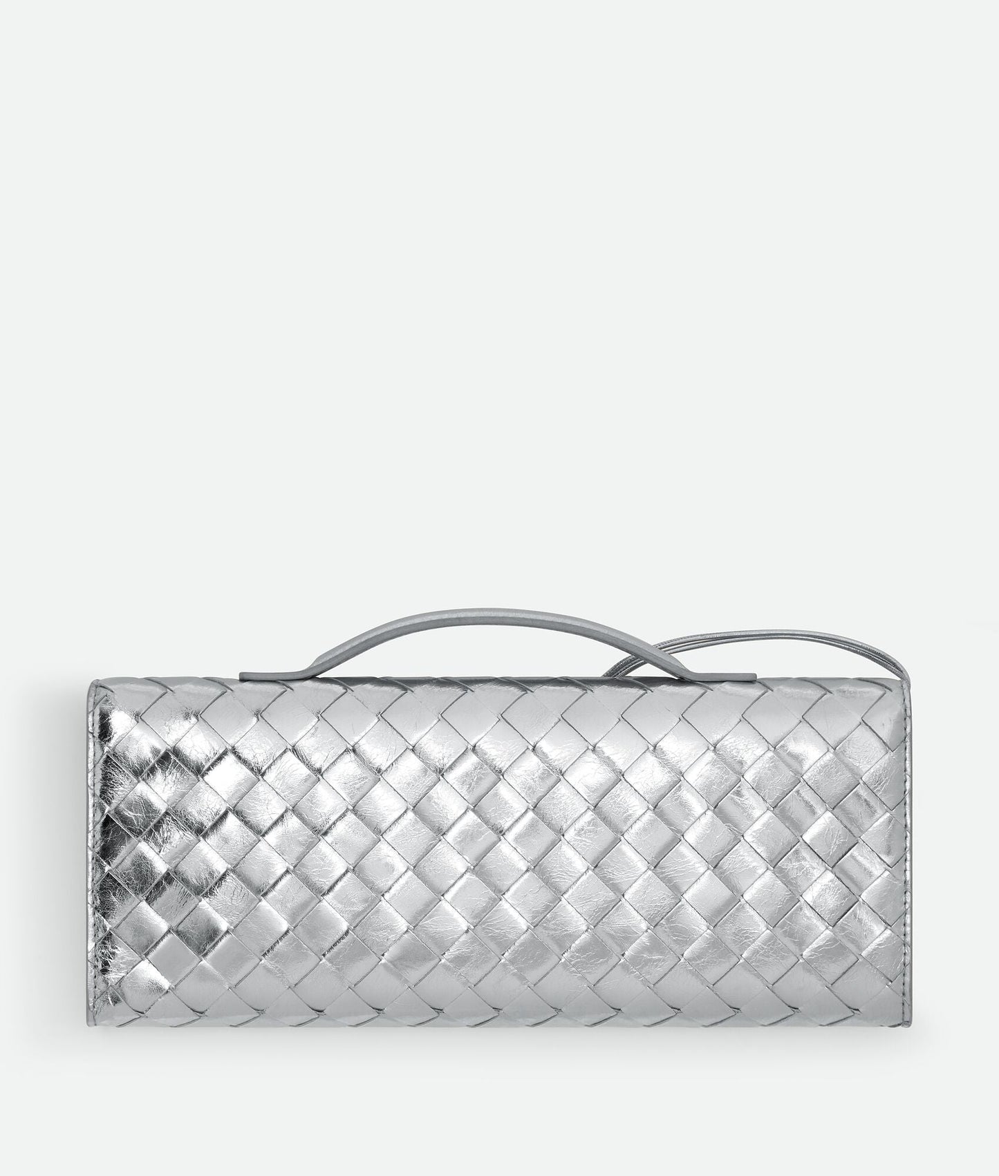 Pochette Intrecciato effet miroir avec fermeture knot signature.