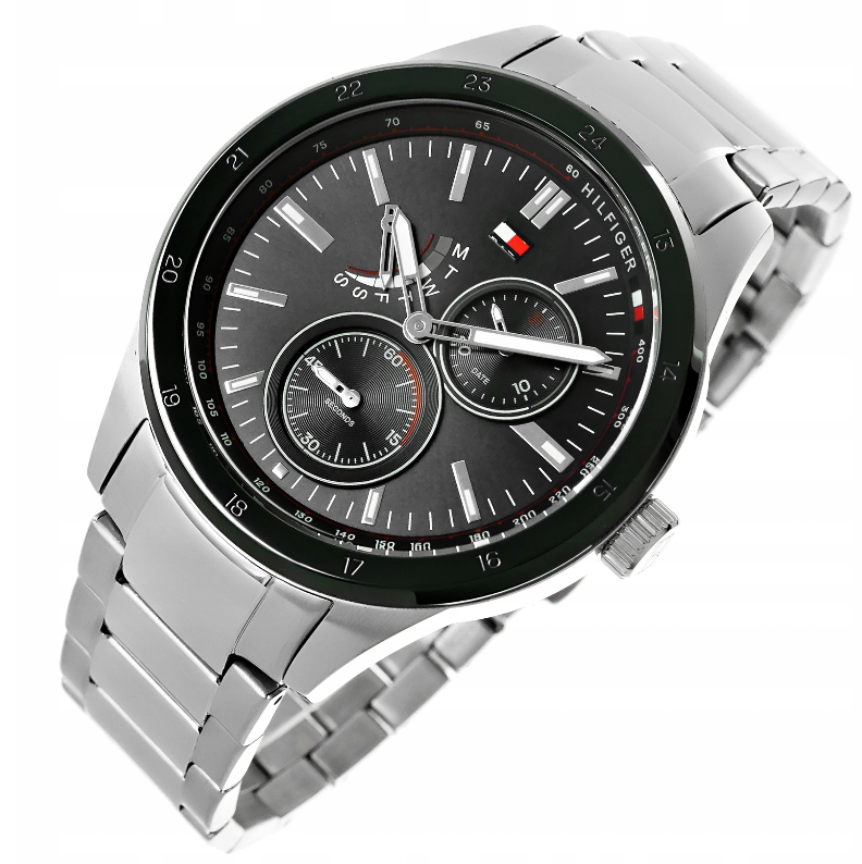 Montre Tommy Hilfiger Austin avec cadran noir et bracelet en acier argenté pour homme - 1791639