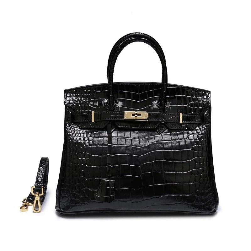 Sacs À Main À Poignée Supérieure En Cuir Véritable Imprimé Crocodile