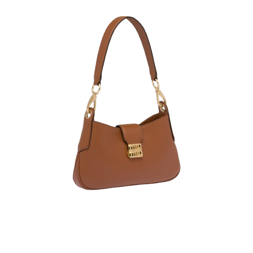 Sac à bandoulière marron en métal avec logo