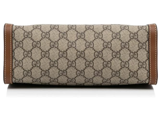 Gucci Marron Petit GG Supreme Padlock Tote Beige