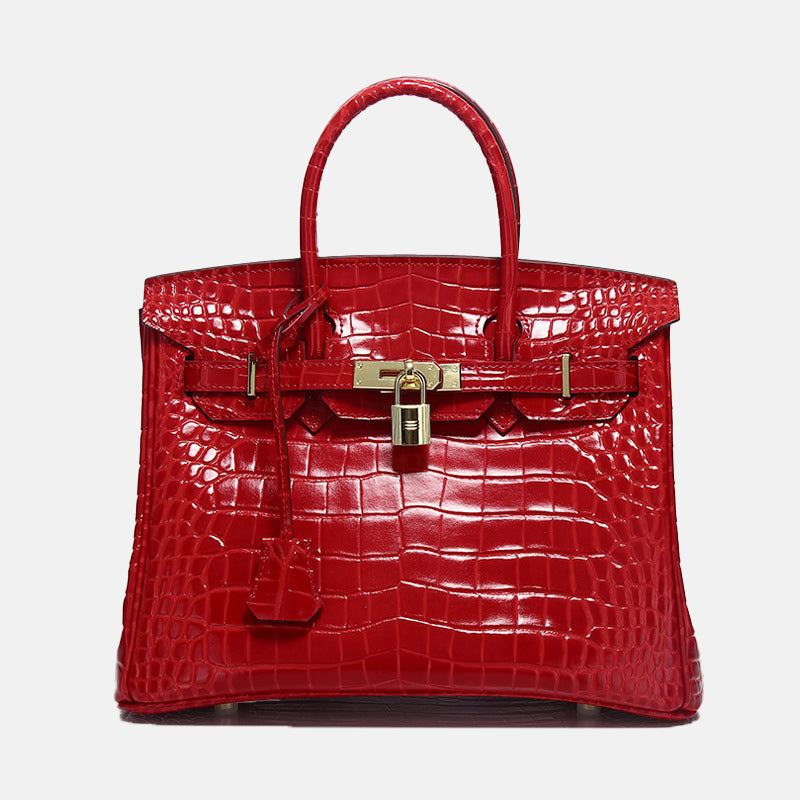 Sacs À Main À Poignée Supérieure En Cuir Véritable Imprimé Crocodile
