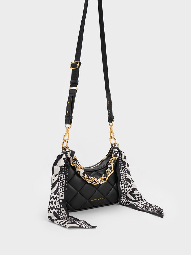 Mini sac matelassé à poignée foulard Alcott - Noir