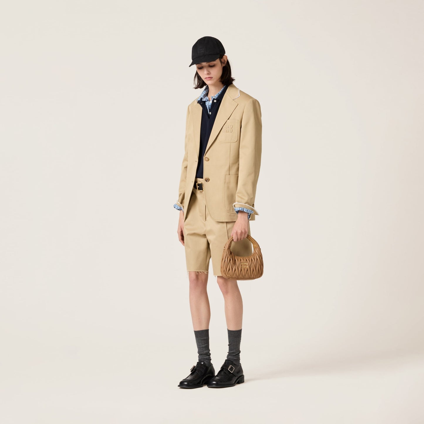 Sac hobo Wander nappa matelassé en marron foncé