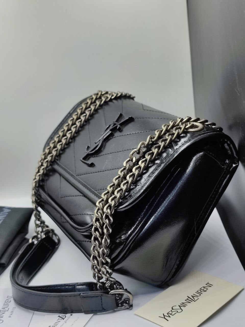 SAC YSL NIKI BABY EN SEMI CUIR VINTAGE NOIR