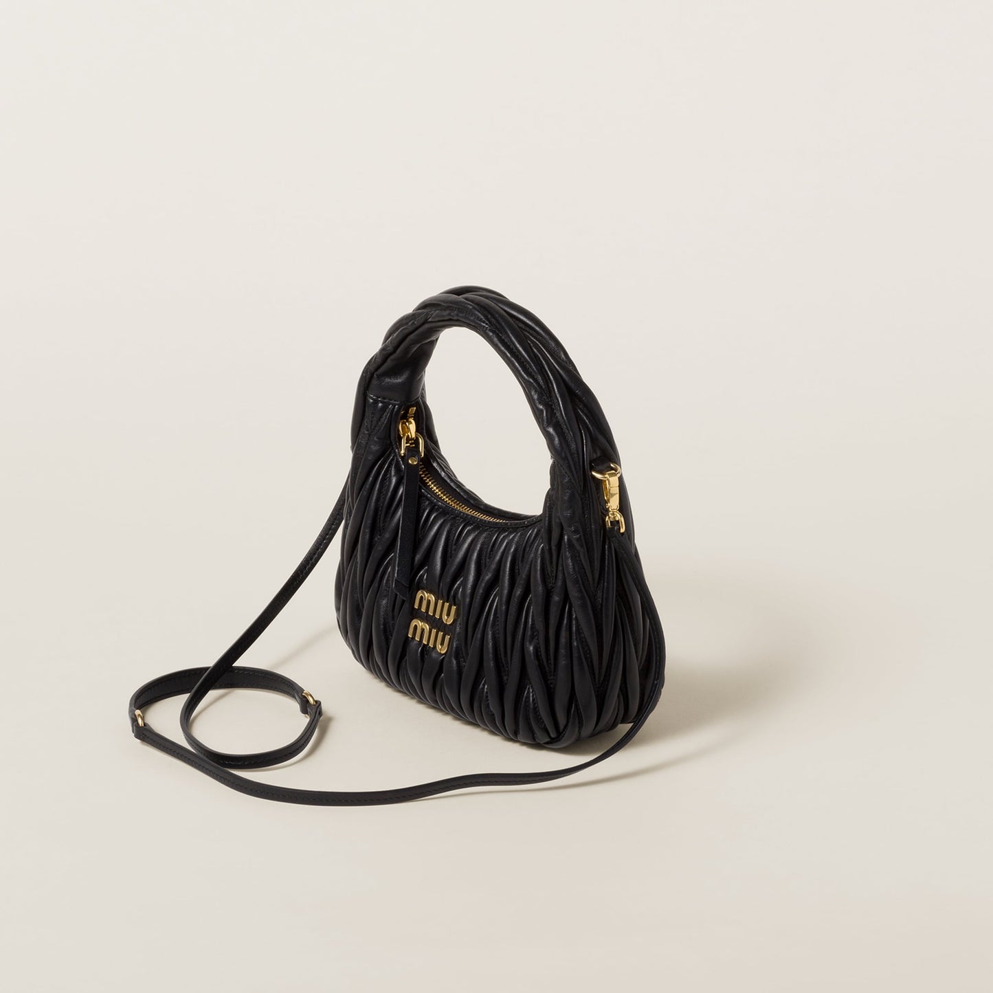 Sac hobo Wander nappa matelassé en noir