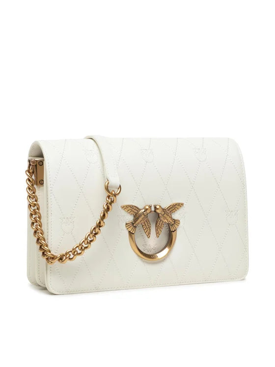 Sac à main Love Click Wave Logo En Blanc vrai cuir