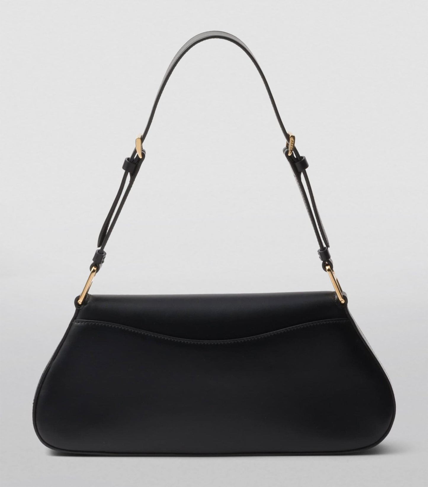 Sac porté épaule en vrai cuir verni Noir