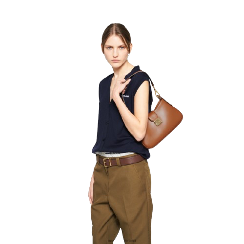 Sac à bandoulière marron en métal avec logo