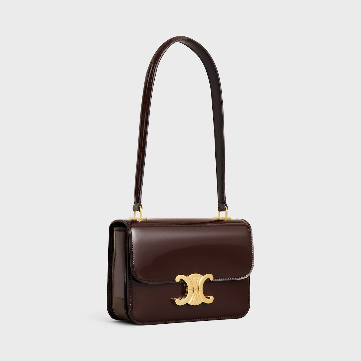 SAC TEEN GARANCE EN VEAU VERNI BICOLORE EN BRUN FONCÉ