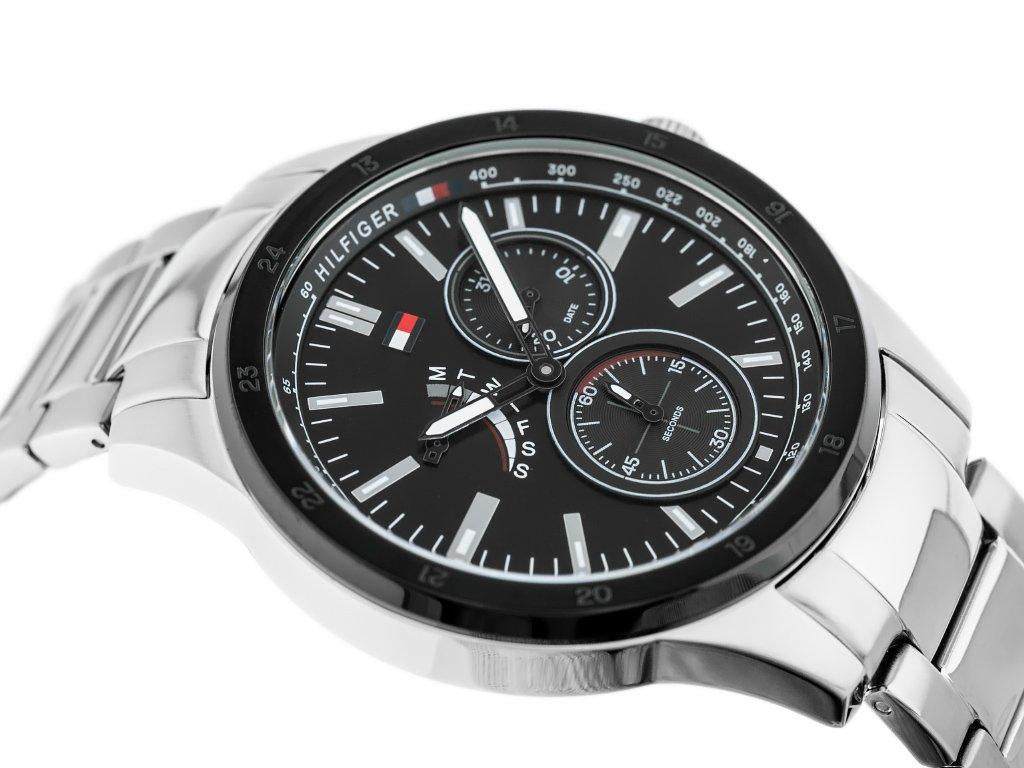 Montre Tommy Hilfiger Austin avec cadran noir et bracelet en acier argenté pour homme - 1791639