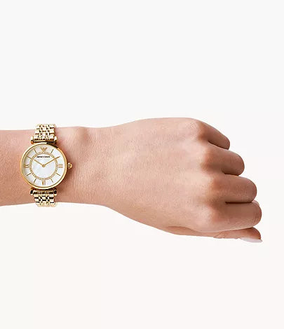 Montre à deux aiguilles en acier inoxydable doré pour femme Emporio Armani AR1907