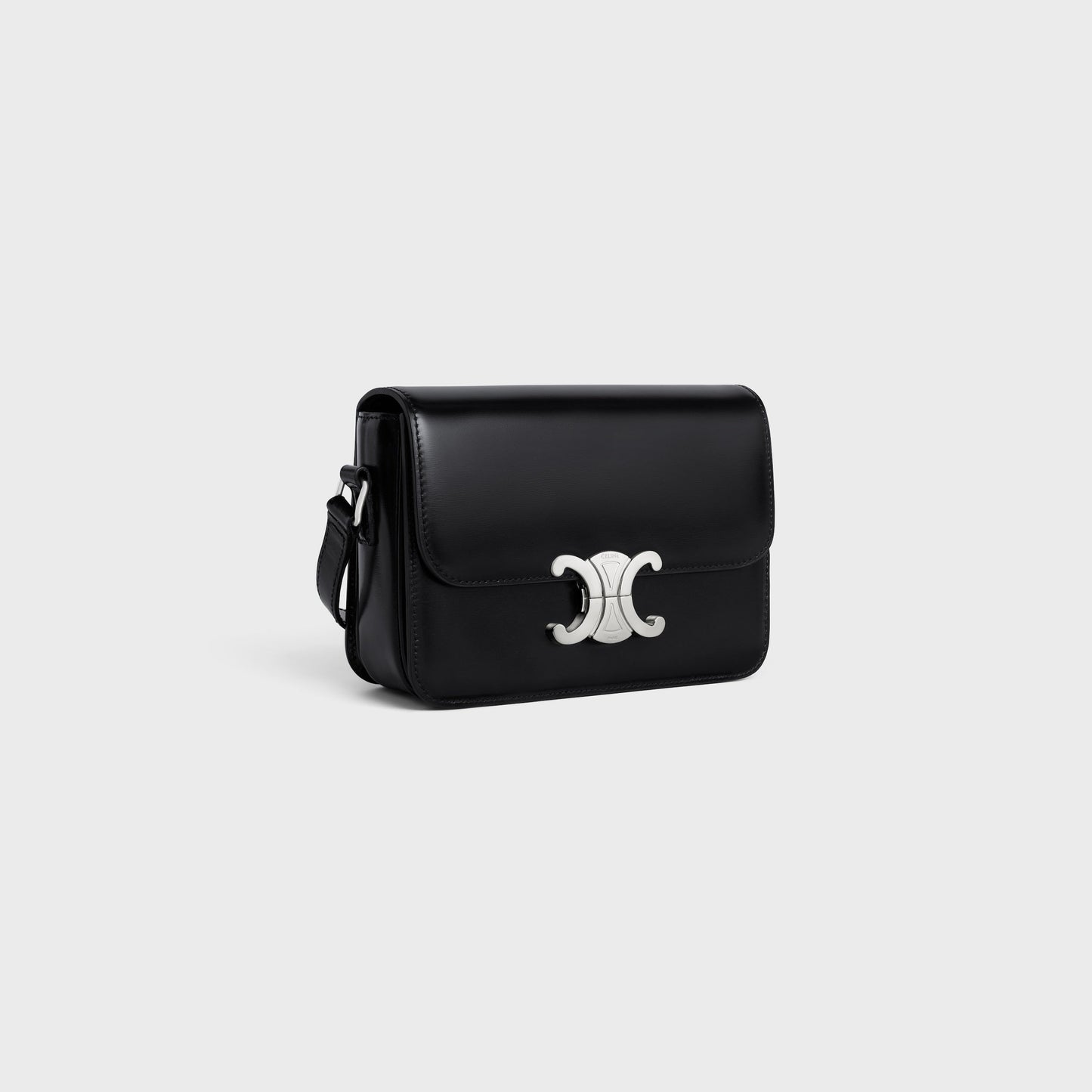 SAC TRIOMPHE TEEN VEAU BRILLANT EN NOIR ET ARGENTÉ