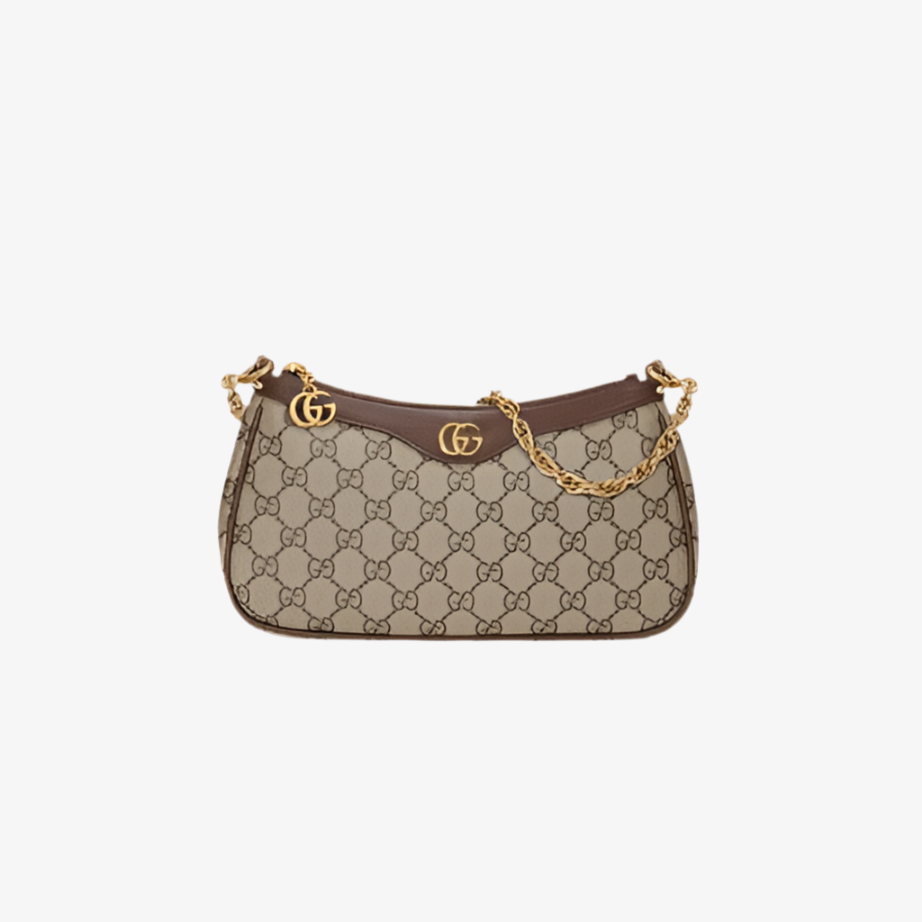 SAC À ÉPAULE OPHIDIA PETITE TAILLE beige et ébène