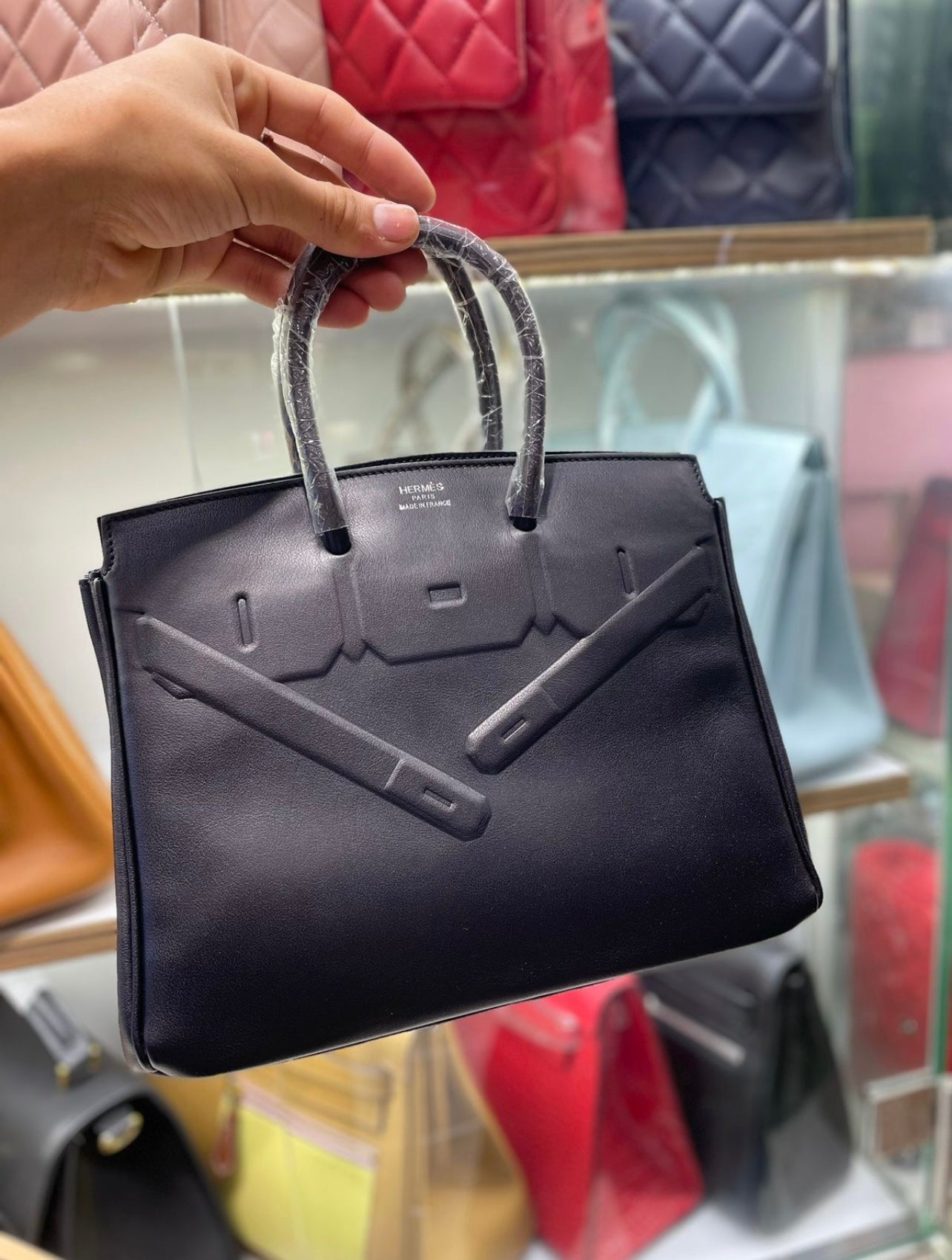 Sac à main Hermès Birkin Shadow en cuir Everkcalf noir