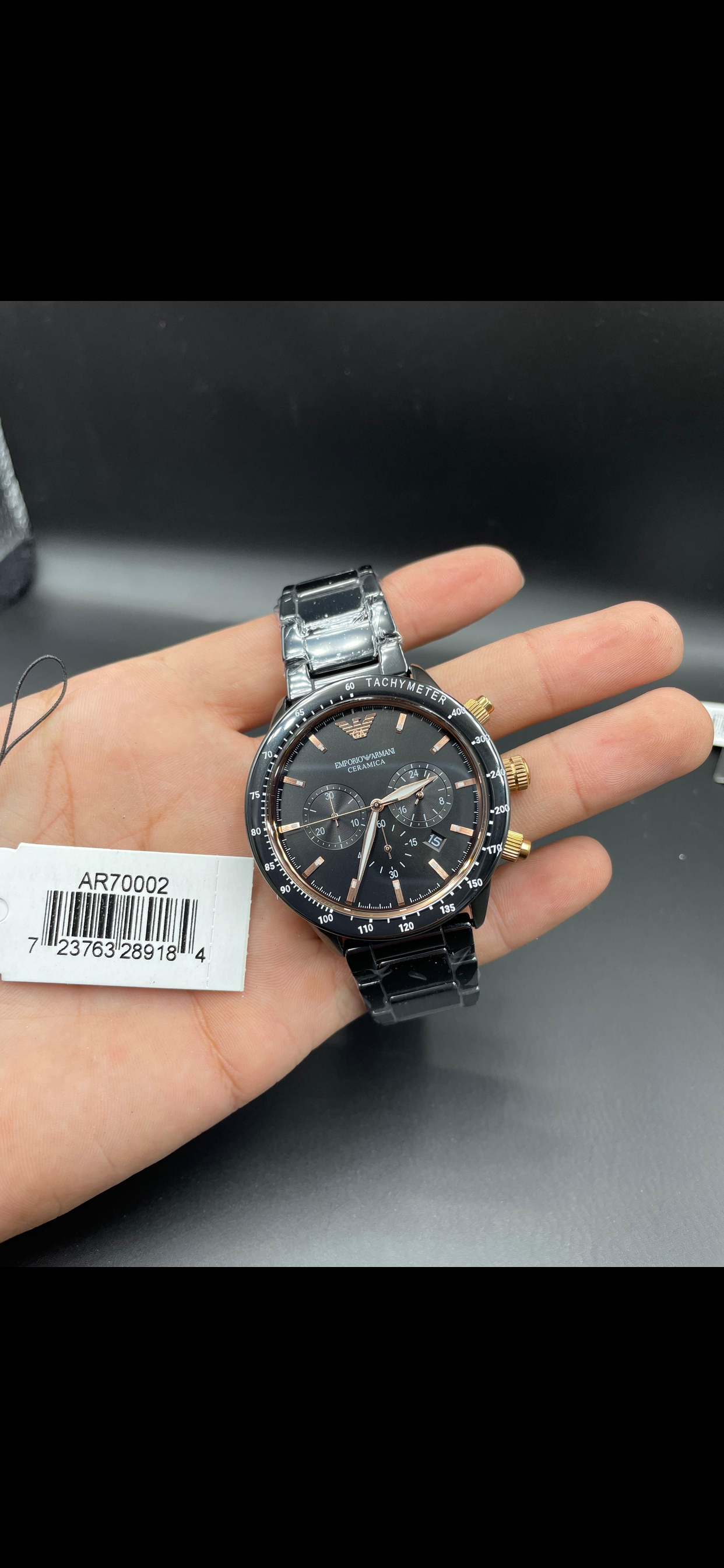 MONTRE HOMME EMPORIO ARMANI CERAMICA AR70002 CHRONOMÈTRE EN CÉRAMIQUE NOIR