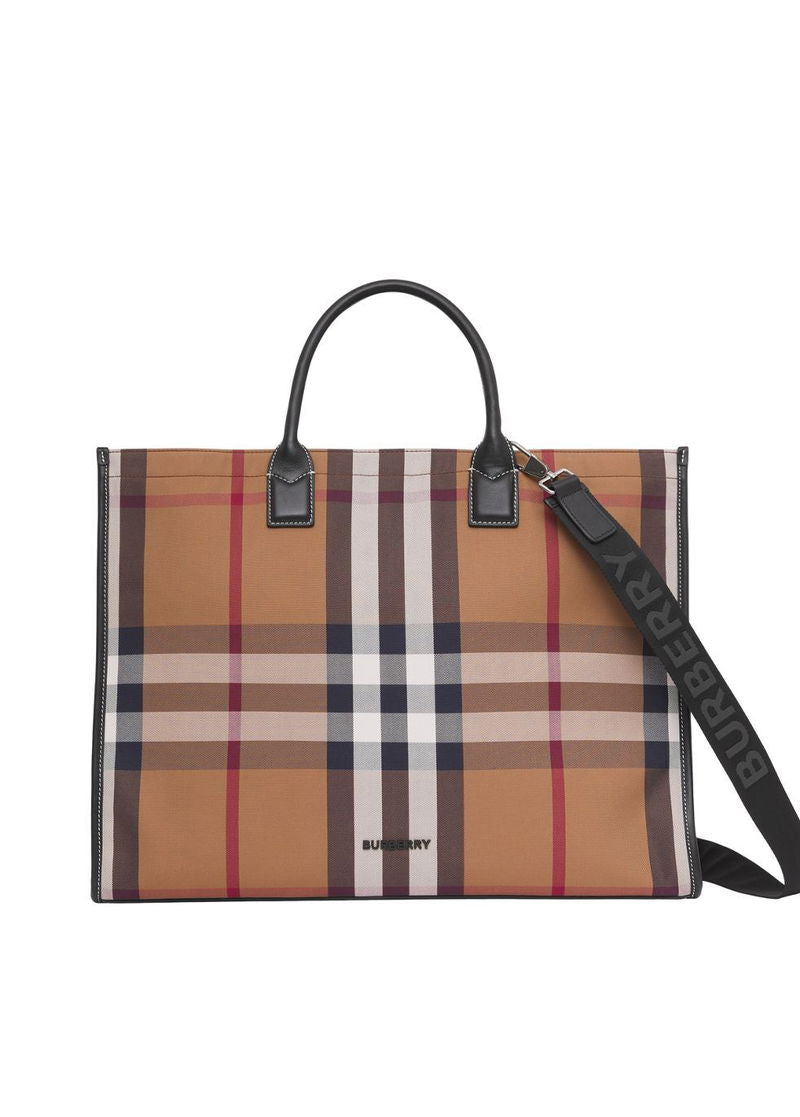BURBERRY
Check Cotton Canvas Tote