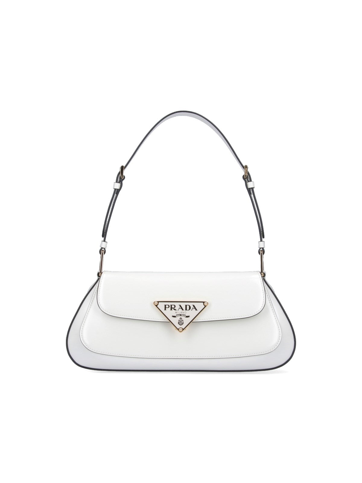 Sac porté épaule en vrai cuir verni Blanc