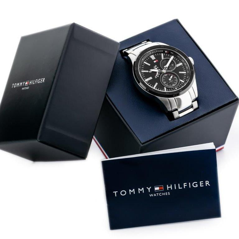 Montre Tommy Hilfiger Austin avec cadran noir et bracelet en acier argenté pour homme - 1791639