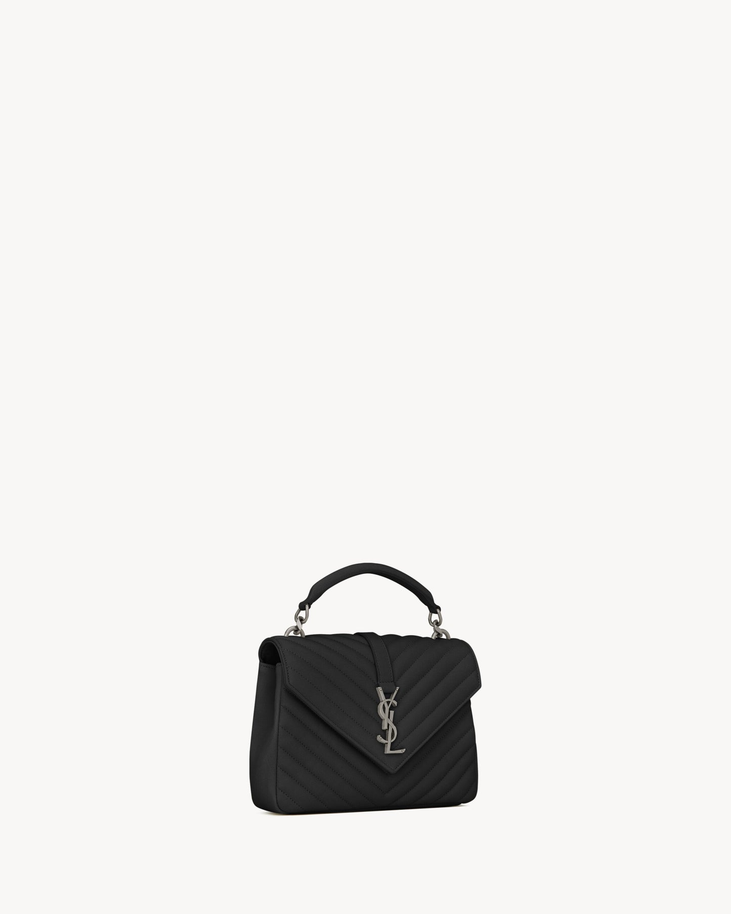 SAC YSL COLLÈGE MEDIUM EN SEMI CUIR MATELASSÉ
NOIR ET ARGENTÉ