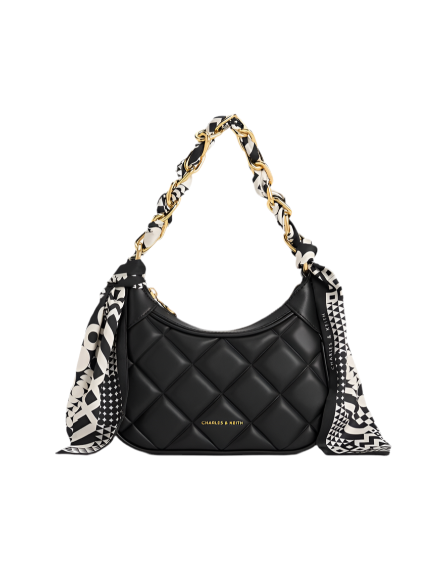 Mini sac matelassé à poignée foulard Alcott - Noir