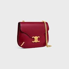 SAC EN VRAI CUIR CHAINE BESACE TRIOMPHE EN ROUGE