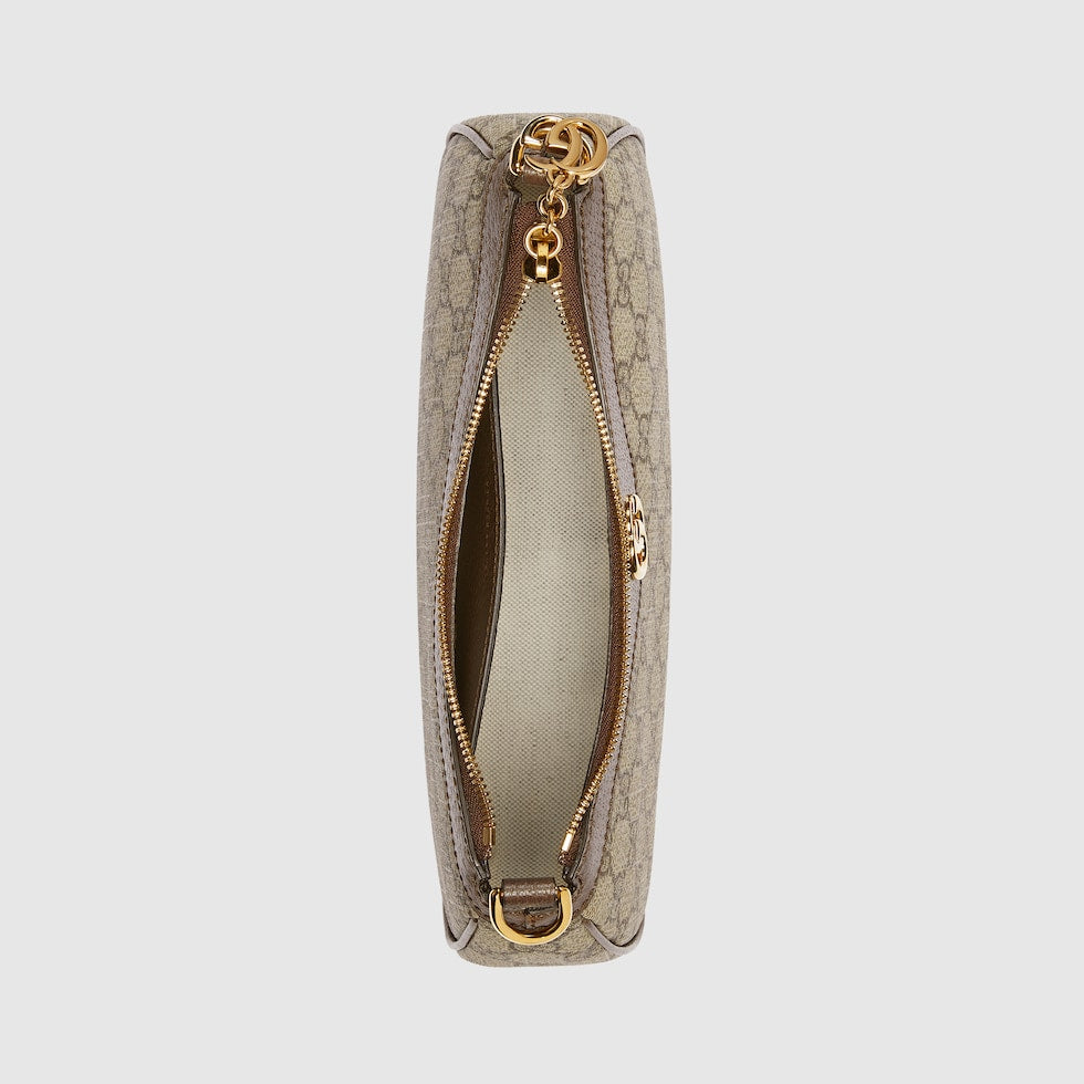 SAC À ÉPAULE OPHIDIA PETITE TAILLE beige et ébène