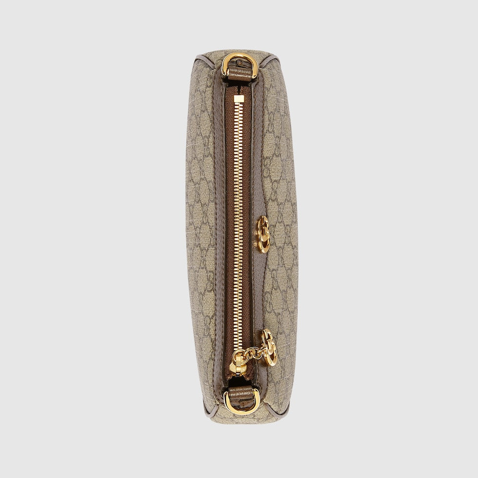 SAC À ÉPAULE OPHIDIA PETITE TAILLE beige et ébène
