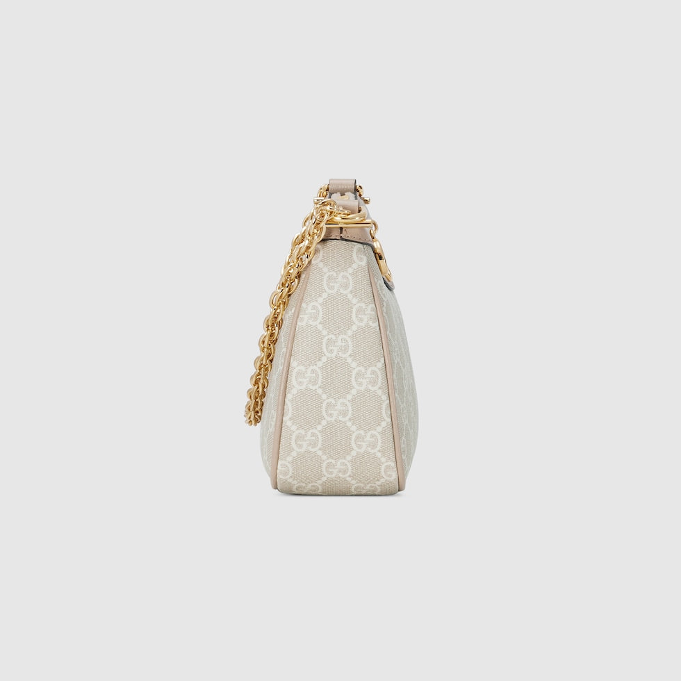 SAC À ÉPAULE OPHIDIA PETITE TAILLE beige et blanche