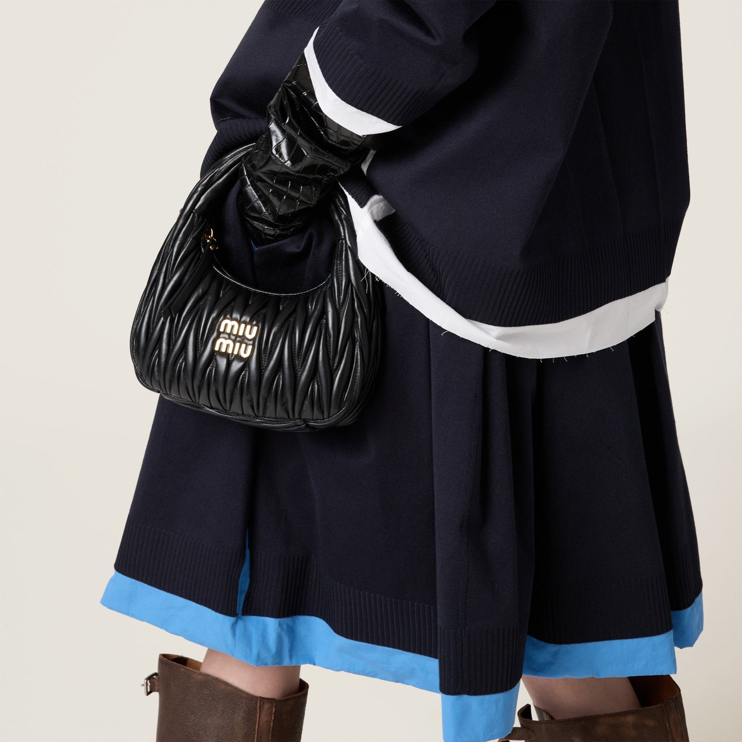 Sac hobo Wander nappa matelassé en noir