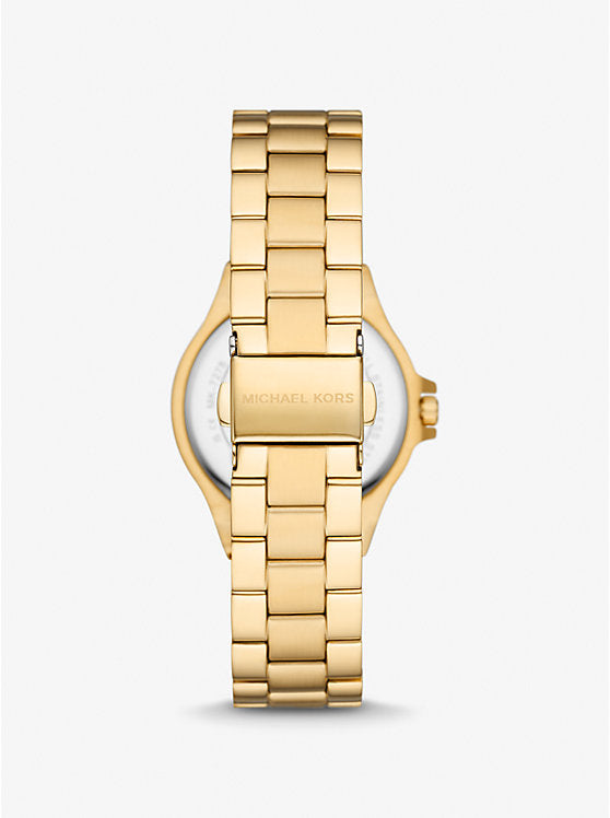 Petite montre Lennox dorée à pierres pavées MK7278