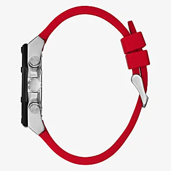 SILVER TONE CASE RED SILICONE WATCH GW0263G3