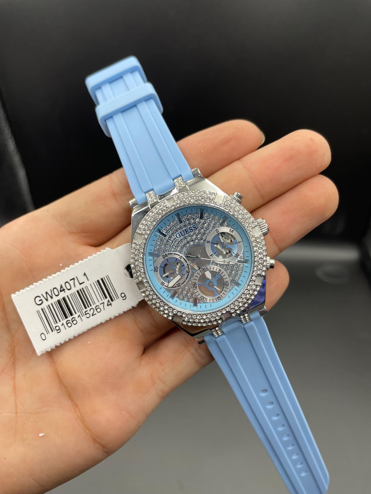 Montre Heiress avec bracelet en caoutchouc bleu
GW0407L1