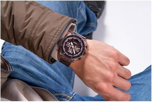 Montre GUESS multifonction US Homme Cuir Marron