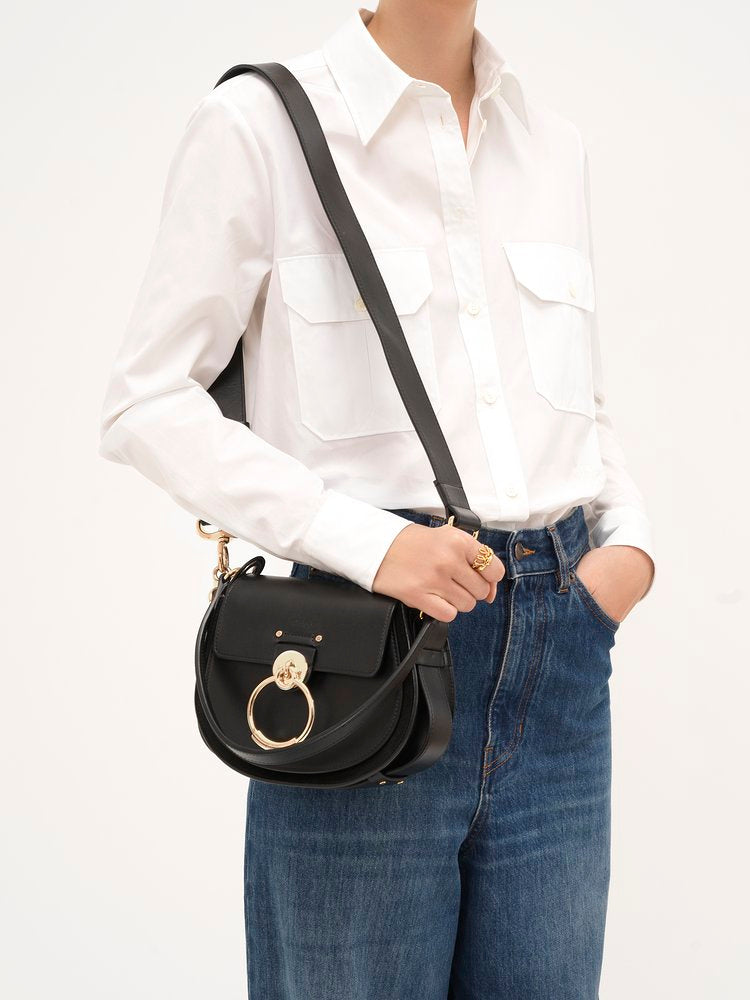 PETIT SAC TESS EN CUIR LISSE ET CUIR VELOURS