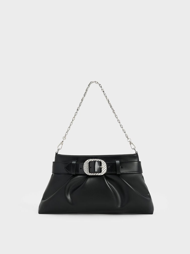 Sac porté épaule froncé ceinturé Avis - Noir