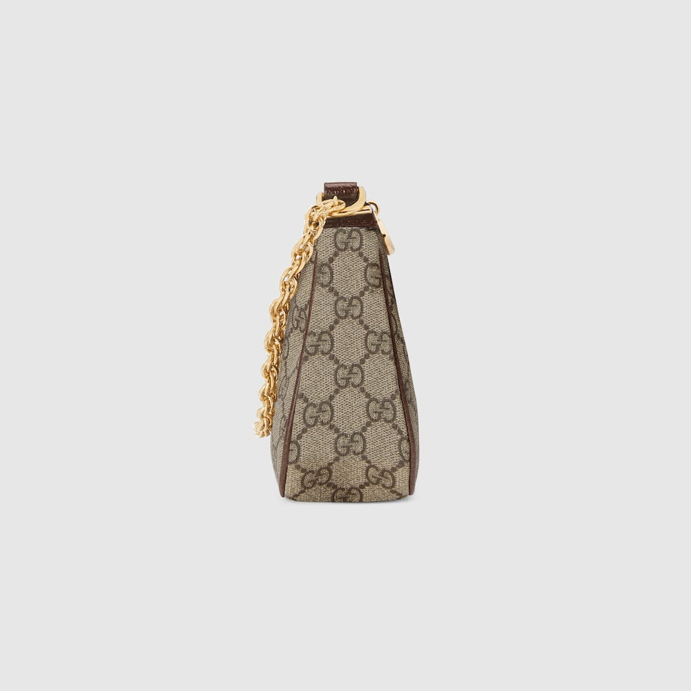 SAC À ÉPAULE OPHIDIA PETITE TAILLE beige et ébène