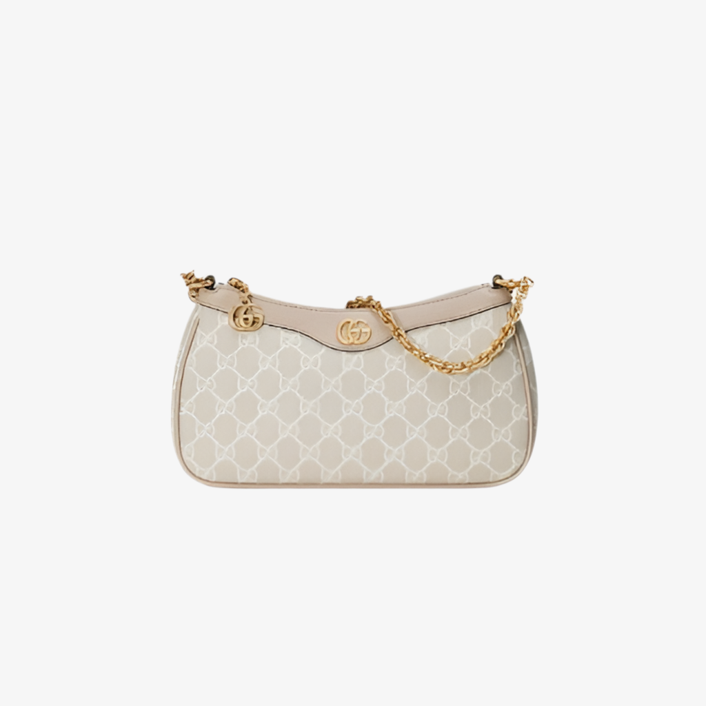SAC À ÉPAULE OPHIDIA PETITE TAILLE beige et blanche