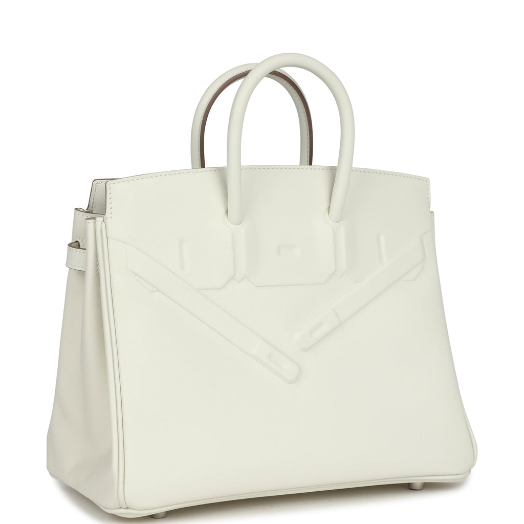 Sac à main Hermes Birkin Shadow 35 cm en cuir Swift Blanc