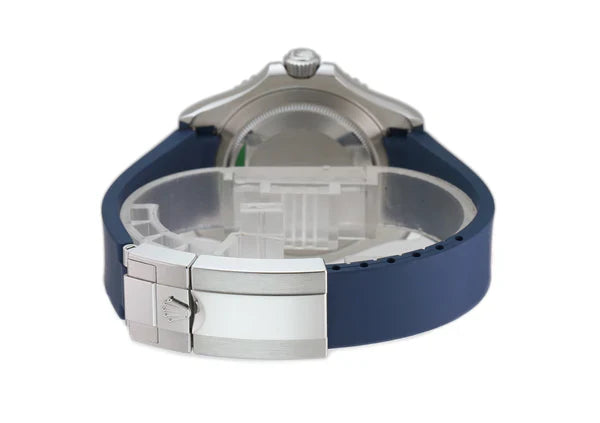 ROLEX | YACHT-MASTER 40 STAINLESS STEEL PLATINUM BEZEL BLUE DIAL WITH BLUE RUBBERB