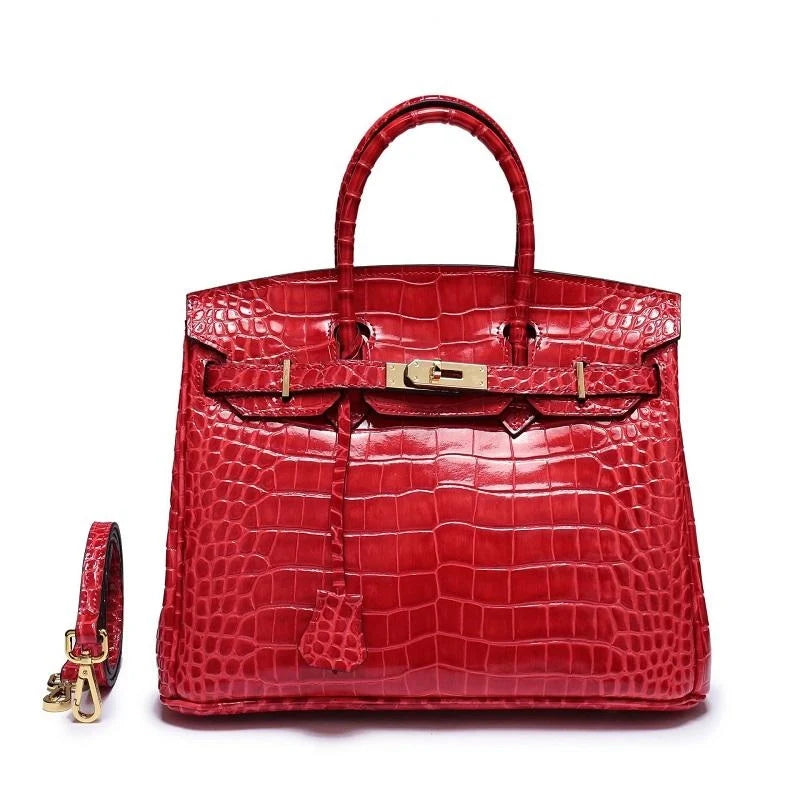 Sacs À Main À Poignée Supérieure En Cuir Véritable Imprimé Crocodile