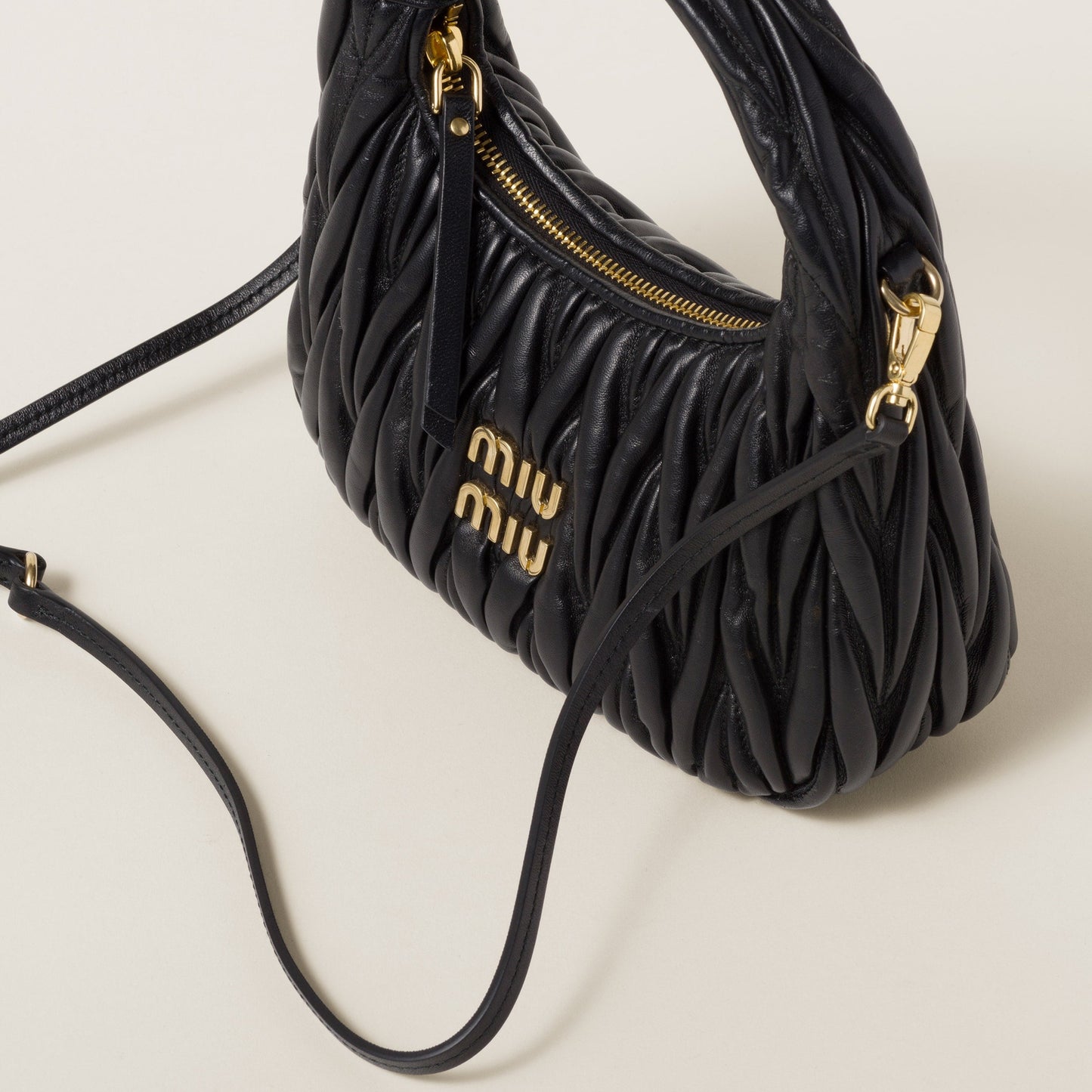 Sac hobo Wander nappa matelassé en noir