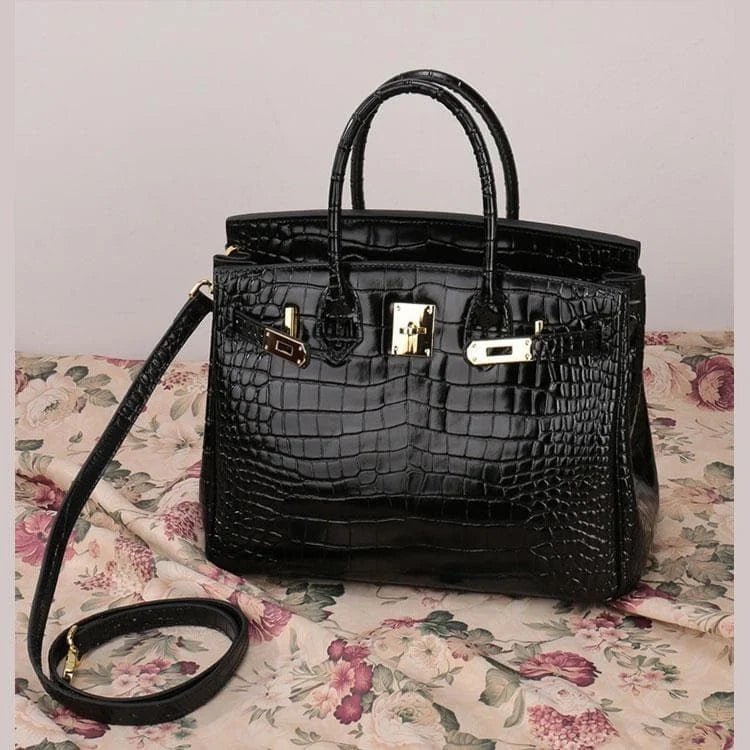Sacs À Main À Poignée Supérieure En Cuir Véritable Imprimé Crocodile