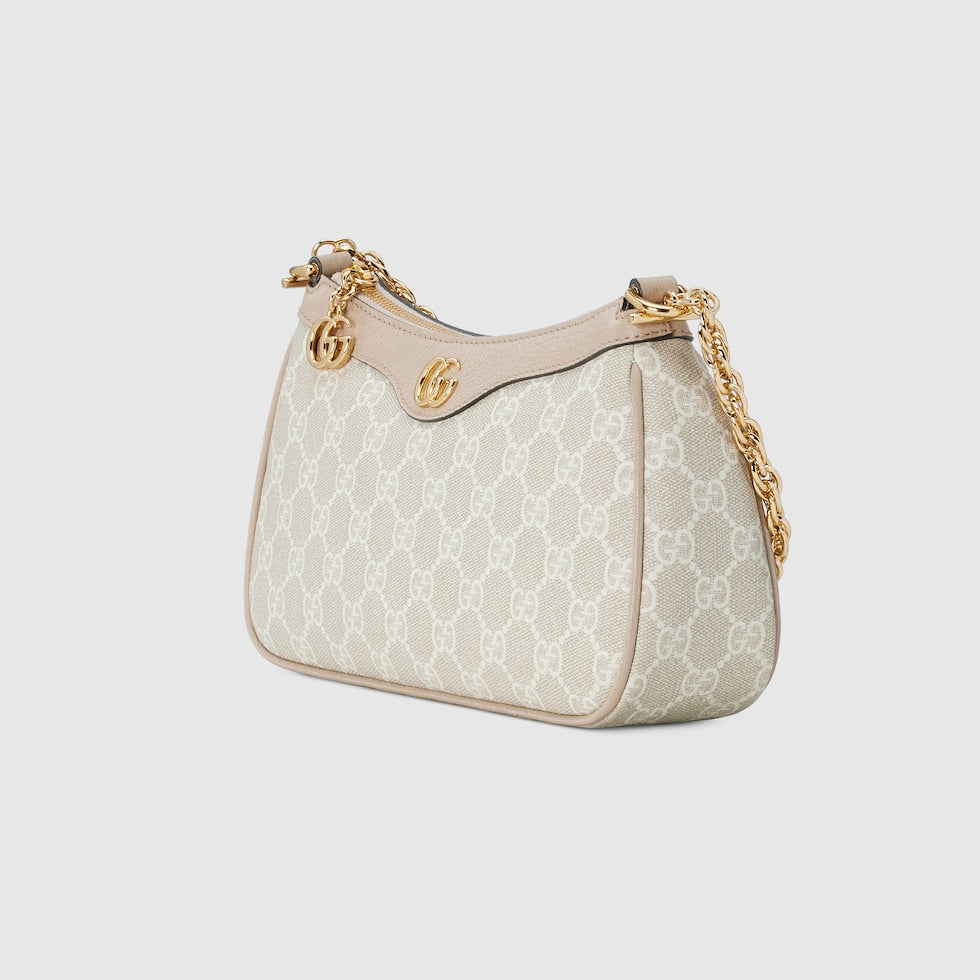 SAC À ÉPAULE OPHIDIA PETITE TAILLE beige et blanche