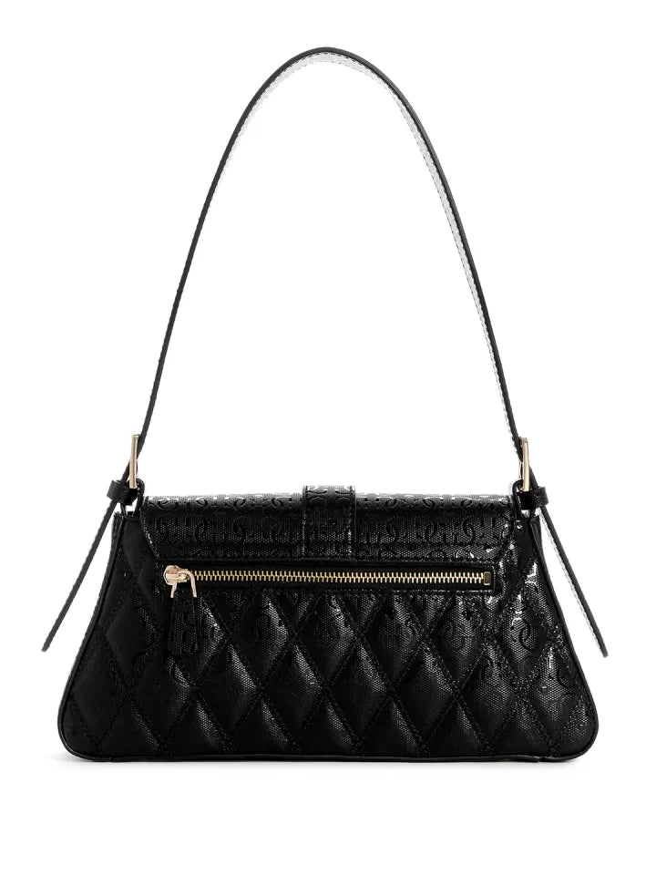 Sac baguette texturé avec logo GUESS et détails matelassés Noir