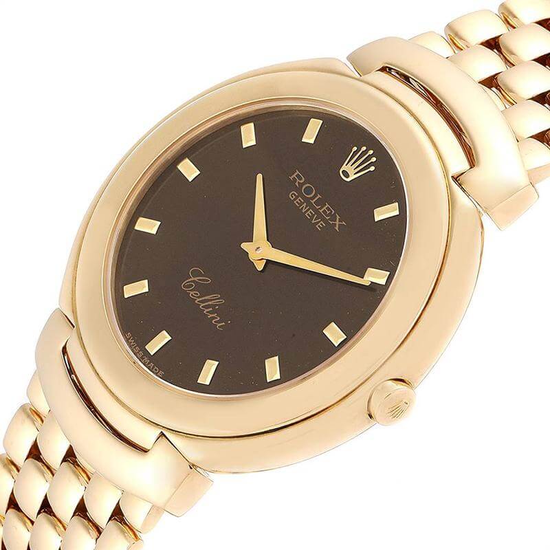 Rolex Brown 18K Yellow Gold Cellini