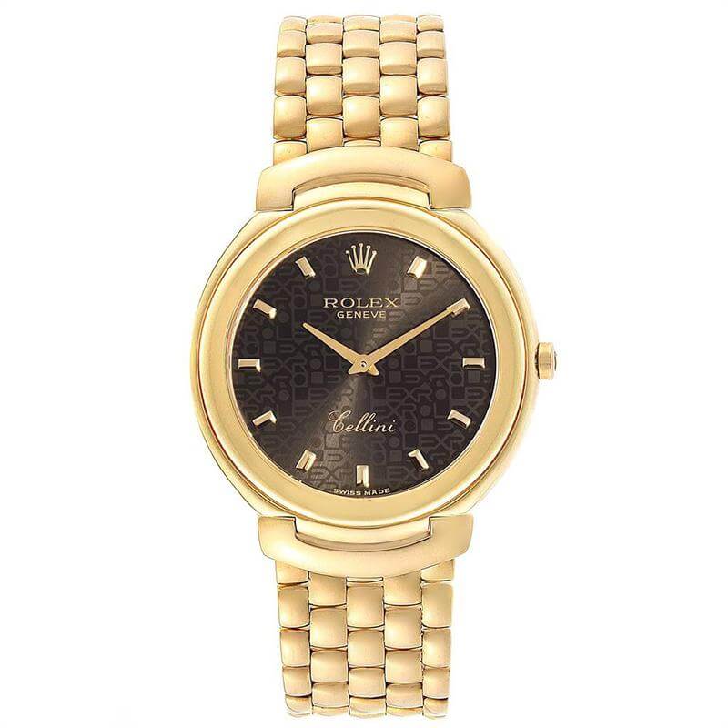 Rolex Brown 18K Yellow Gold Cellini